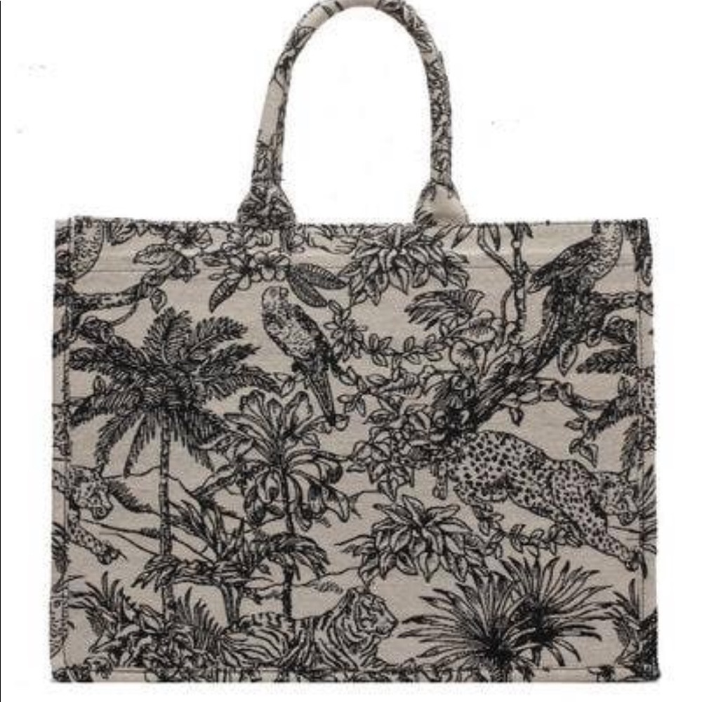 Brand New Jungle Toile Canvas Book Tote